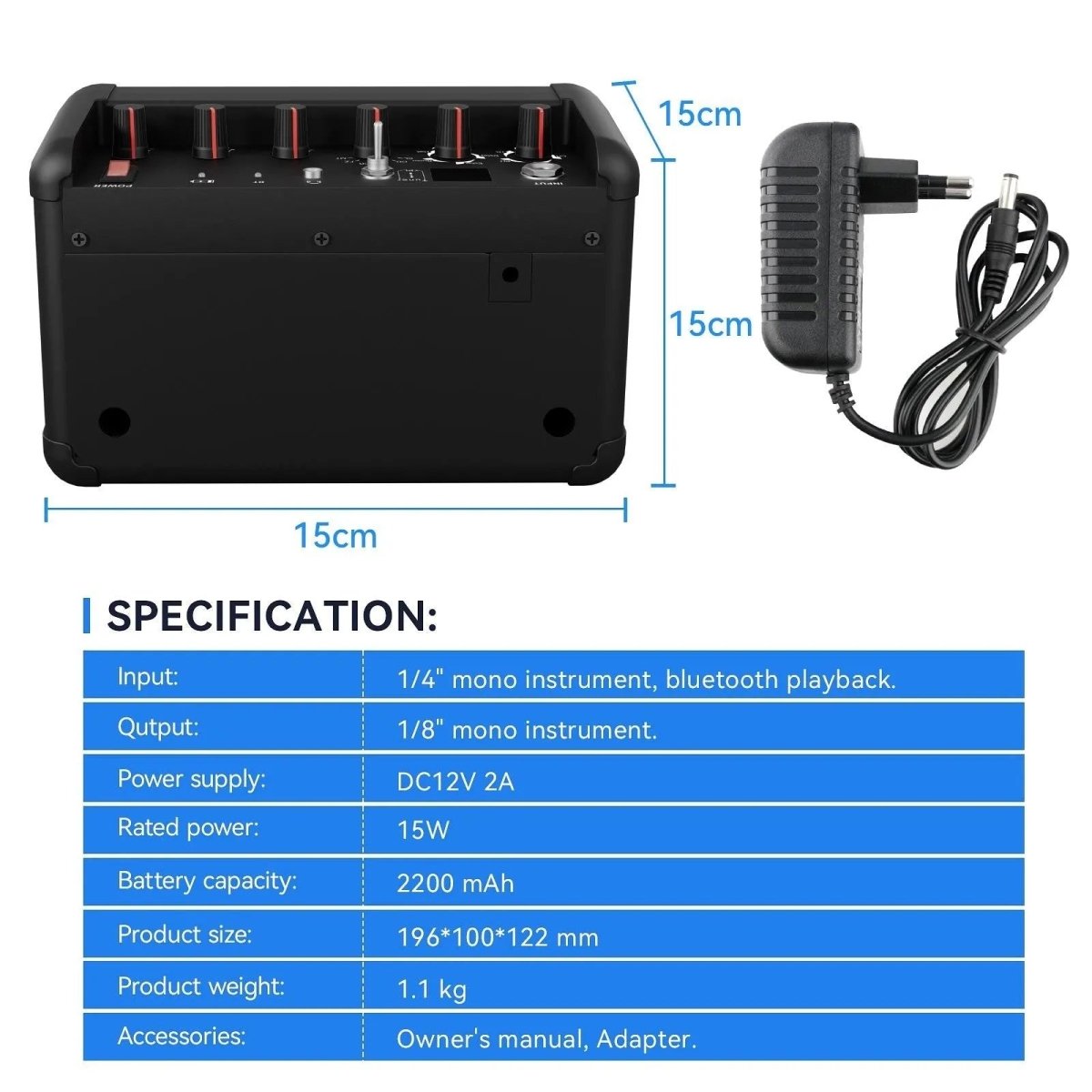 Mini - Amplificador para Guitarra e Baixo VD15W Vedo VEDO VD - 15W 10 MVshow