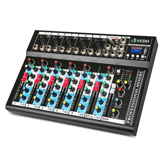 Mesa de Som Profissional e Interface de Áudio de 7 Canais - Mixer - Vedo - MV Show