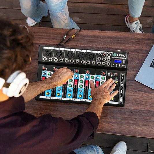 Mesa de Som Profissional e Interface de Áudio de 7 Canais - Mixer - Vedo - MV Show