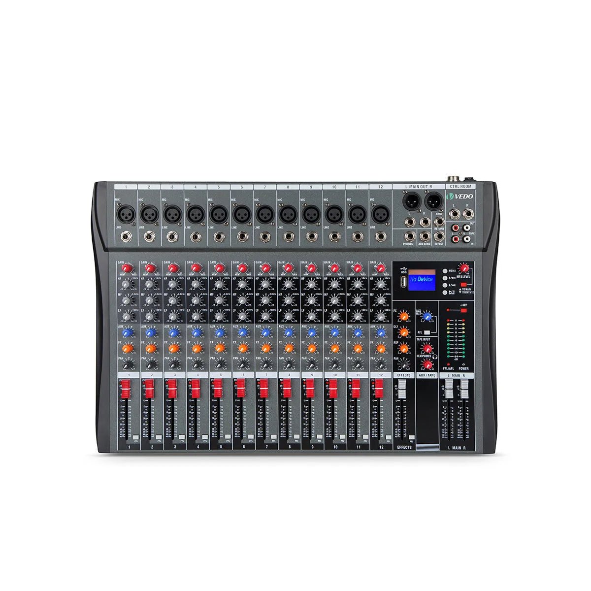 Mesa de Som Profissional Mixer de 12 Canais - Vedo - MV Show