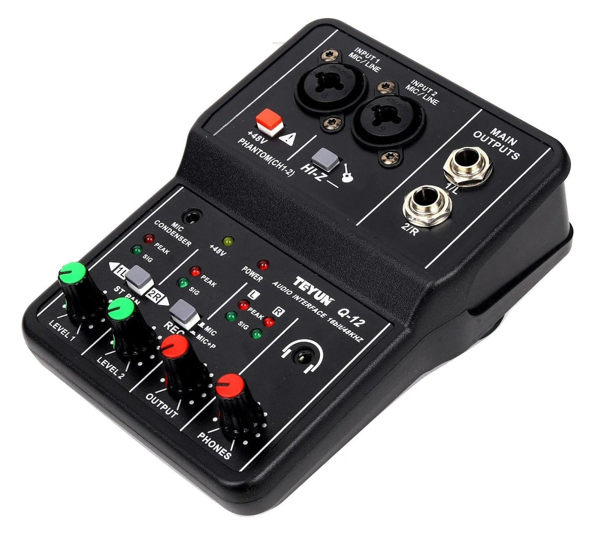 Interface de Áudio 2 Canais Placa de Som para Mixer 2 entradas 2 saídas 24 - bit 192KHz 48v Phantom Power Q12 Teyun Teyun Q - 12 4 MVshow