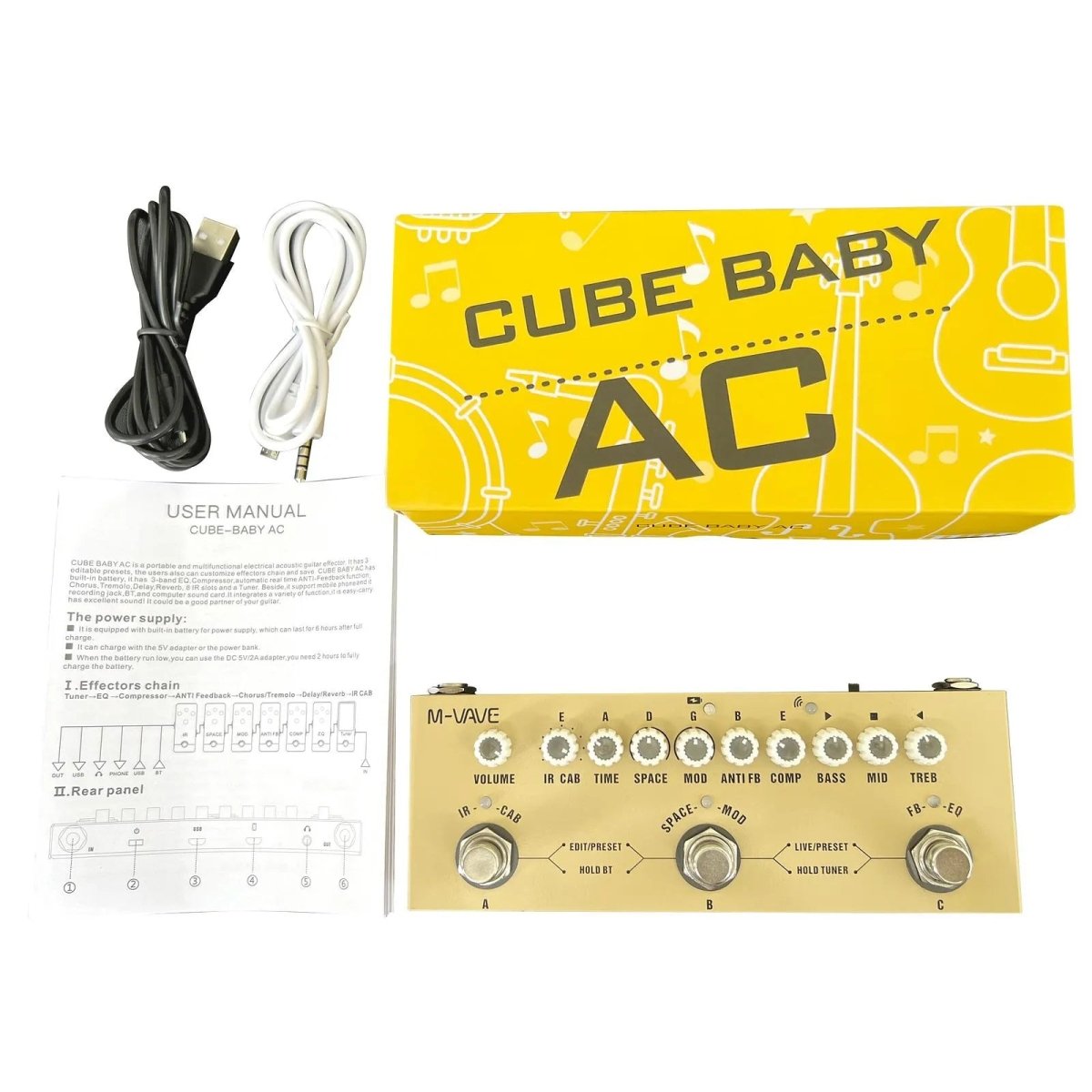 Pedaleira de Efeitos Guitarra Acústica - Cube Baby Portátil - M - Vave - MV Show