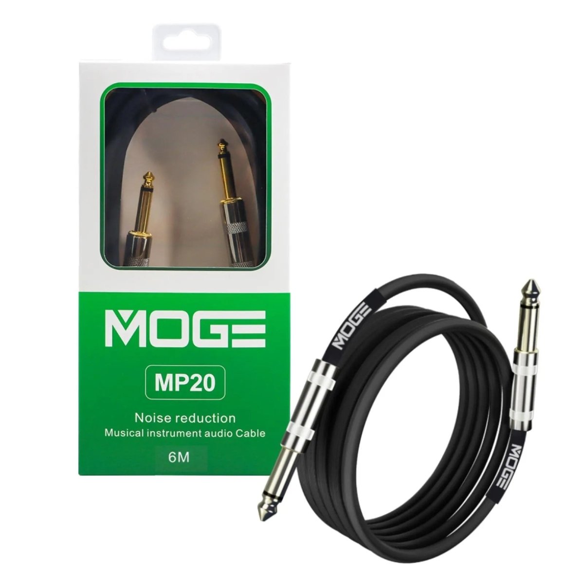 Cabo P10 X P10 Blindado de 6,35mm para Instrumentos Musicais Eletrônicos (3 metros) MOGE MOGE MOGE3M 3 MVshow