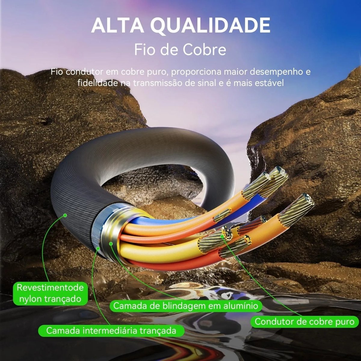 Cabo P10 X P10 Blindado de 6,35mm para Instrumentos Musicais Eletrônicos (3 metros) MOGE MOGE MOGE3M 5 MVshow