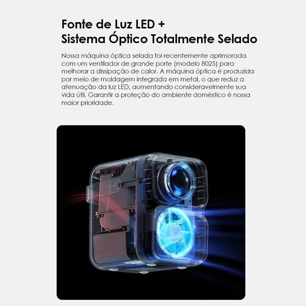Projetor Branco Portátil - 1920x1080p WIFI e Android - Wanbo Wanbo T6 Max 6 MVshow