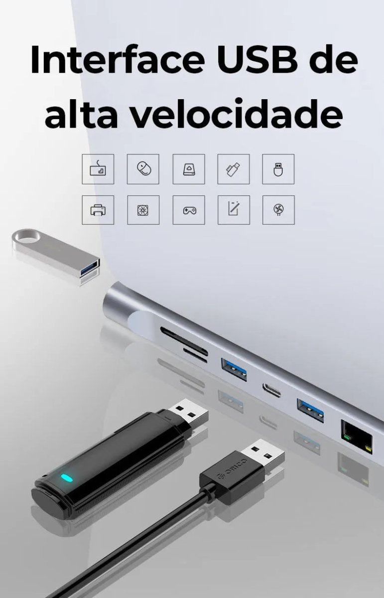 Hub USB - C 12 em 1 - Adaptador SD TF USB - A B e C P2 P3 VGA RJ45 HDMI - Vedo VEDO VD121 5 MVshow