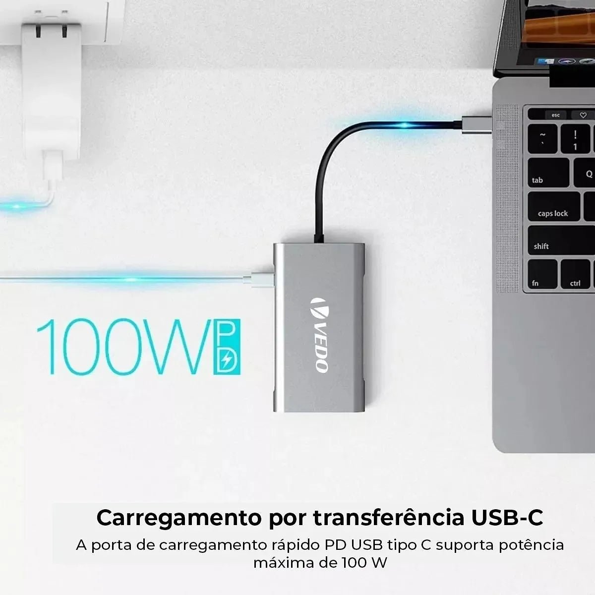 Hub USB - C 10 em 1 - Adaptador SD TF USB - A B e C P2 P3 VGA RJ45 HDMI - Vedo - MV Show